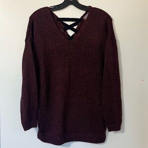 Cupcake Burgundy V-Neck Soft Grunge Cozycore Casual Fall Knit Sweater Medium